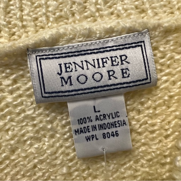 Jennifer Moore Women Sweater Button Mock Neck Pastel Yellow Pullover US L - Picture 7 of 9